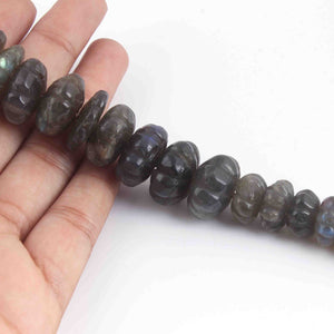 1  Long Strand Labradorite Melon Bead Faceted Roundells -Round Shape  13mm-19mm 9 Inches BR2352 - Tucson Beads