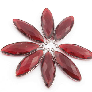 9 Pcs Garnet  Faceted Marquise Shape Oxidized Silver Plated Pendant   39mmx13mm  PC115 - Tucson Beads