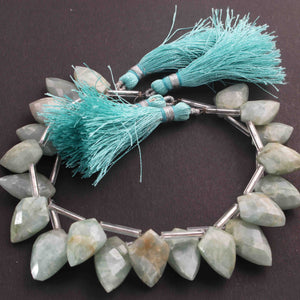 1 Long Strand Amazonite Faceted Fancy Shape Briolettes  - Faceted Briolettes  22mmx15mm-17mmx12mm 7 Inches BR01662 - Tucson Beads