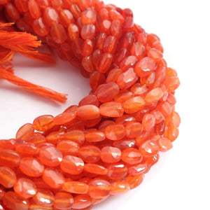 1 Strand Carnelian Faceted Oval Shape Briolettes - Oval Shape Briolette 5mm-7mm 12 Inches BR02407 - Tucson Beads