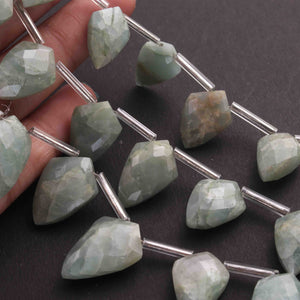 1 Long Strand Amazonite Faceted Fancy Shape Briolettes  - Faceted Briolettes  22mmx15mm-17mmx12mm 7 Inches BR01662 - Tucson Beads