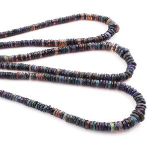 1 Long Strand Black Ethiopian Welo Heishi Opal Faceted Wheel Rondelles - Ethiopian Wheel  Roundelles Beads 5mm-9mm - 16 Inches long BR01052 - Tucson Beads