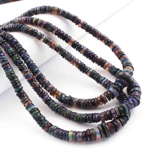 1 Long Strand Black Ethiopian Welo Heishi Opal Faceted Wheel Rondelles - Ethiopian Wheel  Roundelles Beads 5mm-9mm - 16 Inches long BR01052 - Tucson Beads