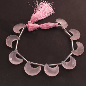 1 Strand Rose Quartz Half Moon Faceted Beads -Gemstone Briolettes 19mmx8mm-20mmx10mm--7 .5 Inches BR02769 - Tucson Beads