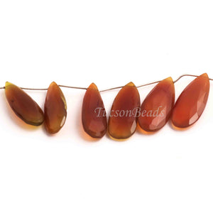 1 Strand Shaded Brown Chalcedony Pear  Briolettes -Pear  Beads - 39mmx24mm - 7 Inches BR1572 - Tucson Beads