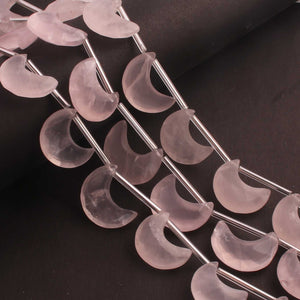 1 Strand Rose Quartz Half Moon Faceted Beads -Gemstone Briolettes 19mmx8mm-20mmx10mm--7 .5 Inches BR02769 - Tucson Beads