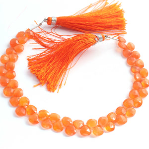 1 Long Strand Carnelian Faceted Briolettes - Heart Shape Briolettes  5mm-6mm 9 Inches BR02415 - Tucson Beads