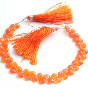 1 Long Strand Carnelian Faceted Briolettes - Heart Shape Briolettes  5mm-6mm 9 Inches BR02415 - Tucson Beads