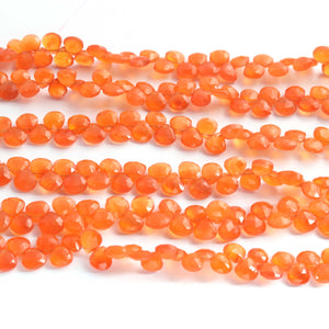 1 Long Strand Carnelian Faceted Briolettes - Heart Shape Briolettes  5mm-6mm 9 Inches BR02415 - Tucson Beads