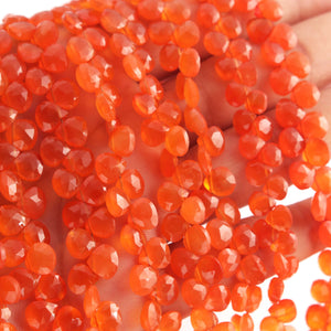 1 Long Strand Carnelian Faceted Briolettes - Heart Shape Briolettes  5mm-6mm 9 Inches BR02415 - Tucson Beads