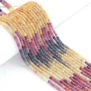 1 Strand Beautiful Multi Sapphire Faceted Rondelles - Gemstone Roundelle Beads -3mm-16 Inches- BR03064 - Tucson Beads