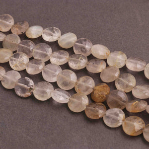 1 Strand Golden Rutile Faceted Coin Brioletts - Golden Rutile Coin  10mm 8 Inches BR2203 - Tucson Beads