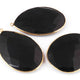 3 Pcs Black Onyx Faceted Pear Shape 24k Gold Pendant -55mmx36mm - PC023 - Tucson Beads