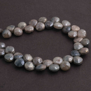 1 Strand Gray  Moonstone Silver Coated  Faceted Briolettes  -Heart Shape Briolettes  - 8mmx8mm-9mmx9mm -6 Inches BR1379 - Tucson Beads