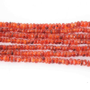 7 Strands Carneline Faceted Rondelles- Finest Quality Rondelles Beads 4mm 15 inch strand RB090 - Tucson Beads