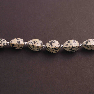 1  Long Strand Dalmatian jasper Faceted Briolettes  -Fancy Shape Briolettes- 13mmx6mm -12mmx6mm-9.5 Inches BR3849 - Tucson Beads