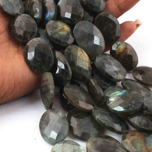 1  Strand Labradorite Faceted Briolettes  -Oval Shape Briolettes  20mmx27mm - 20mmx28mm 10 Inches BR0588 - Tucson Beads