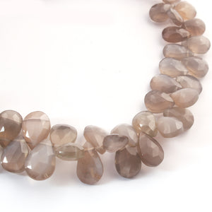 1 Strand Grey Moonstone Faceted Briolettes - Pear Shape  Briolettes - 9mmx7mm-14mmx11mm - 8 Inches BR01996 - Tucson Beads