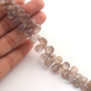 1 Strand Grey Moonstone Faceted Briolettes - Pear Shape  Briolettes - 9mmx7mm-14mmx11mm - 8 Inches BR01996 - Tucson Beads