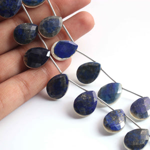 1  Long Strand Mother Of Pearl & Lapis Faceted Briolettes - Pear Shape Briolettes -16mmx12mm- 6.5 Inches BR1114 - Tucson Beads