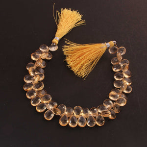 1 Strand  Citrine Faceted Briolettes - Pear Shape Briolettes -10mmx6mm-12mmx6mm -8-Inches BR02025 - Tucson Beads