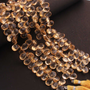 1 Strand  Citrine Faceted Briolettes - Pear Shape Briolettes -10mmx6mm-12mmx6mm -8-Inches BR02025 - Tucson Beads