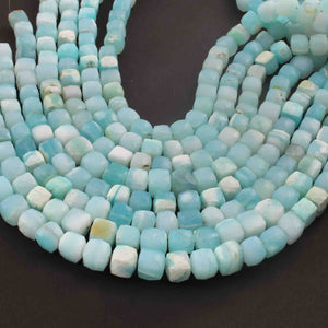 1  Strand  Peru Opal Faceted Briolettes  - Cube  Shape Briolettes 7mm-9mm-10 Inches BR01699 - Tucson Beads