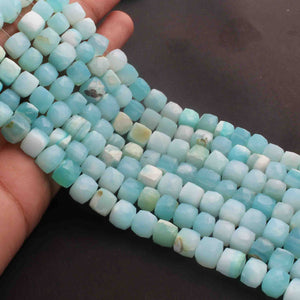 1  Strand  Peru Opal Faceted Briolettes  - Cube  Shape Briolettes 7mm-9mm-10 Inches BR01699 - Tucson Beads