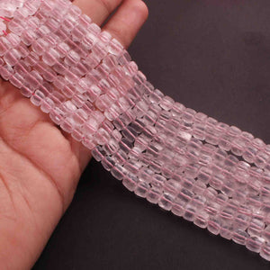 1 Long Strand Rose Quartz  Faceted Briolettes  - Cube Shape Briolettes , Jewelry Making Supplies 5mmx6mm-8.5 Inches BR01698 - Tucson Beads