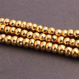 1 Strand Finest quality Gold Pyrite Briolettes - Gold Pyrite Faceted Roundelles Beads 6mm 8.5 Inch BR1672 - Tucson Beads