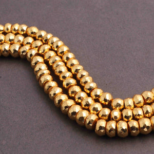 1 Strand Finest quality Gold Pyrite Briolettes - Gold Pyrite Faceted Roundelles Beads 6mm 8.5 Inch BR1672 - Tucson Beads