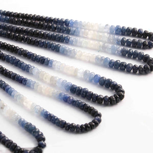 1 Strand Shaded Blue Sapphire Faceted Rondelles - Faceted Beads - Gemstone Beads - 5mm-6mm -16 Inch BR01064 - Tucson Beads