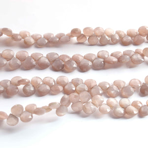 1  Long Strand Chocolate MoonStone Faceted Briolettes -Heart Shape Briolettes   6mmX7mm-8mmx7mm  8  Inches BR0175 - Tucson Beads