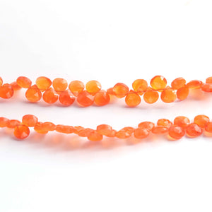 1 Strand Carnelian Faceted Briolettes -Heart Shape Briolettes 7mmx6mm,8 inch BR1868 - Tucson Beads