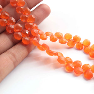 1 Strand Carnelian Faceted Briolettes -Heart Shape Briolettes 7mmx6mm,8 inch BR1868 - Tucson Beads