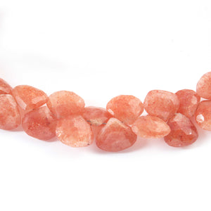 1 Stand Sunstone Faceted  Briolettes - Heart Shape Briolettes - 7mmx5mm-10mmx11mm - 8 Inches BR02045 - Tucson Beads