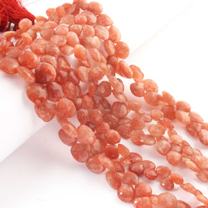 1 Stand Sunstone Faceted  Briolettes - Heart Shape Briolettes - 7mmx5mm-10mmx11mm - 8 Inches BR02045 - Tucson Beads