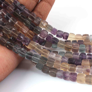 1 Strand Multi Fluorite Faceted Cube Briolettes - Box shape Beads -6mm-7mm- -8.5 Inches BR0630 - Tucson Beads