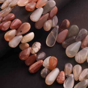 1  Long Strand Multi Stone Smooth Briolettes - Pear Shape Mix Stone Briolettes - 21mmx11mm-8mmx8mm - 7 Inches BR01703 - Tucson Beads