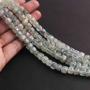 1 Strand Prehnite Faceted Cube Briolettes- Prenite Briolettes 7mm  8 inches BR02333 - Tucson Beads