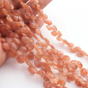 1 Long Sunstone Faceted  Briolettes - Heart Shape Briolettes - 5mm-7mm- - 8 Inches BR02044 - Tucson Beads