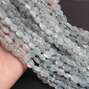 1 Strand Aquamarine  Faceted Briolettes -Leaf Shape Carved Briolettes  9mmx8mm-12mmx8mm  -14 Inches BR02330 - Tucson Beads