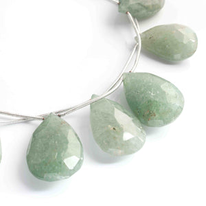 1  Strand  Green Rutile Faceted Briolettes -Pear  Shape  Briolettes - 17mmx12mm-28mmx20mm-10 Inches BR02331 - Tucson Beads