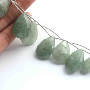 1  Strand  Green Rutile Faceted Briolettes -Pear  Shape  Briolettes - 17mmx12mm-28mmx20mm-10 Inches BR02331 - Tucson Beads