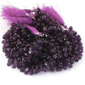 1 Strand Amethyst Smooth Briolettes - Amethyst Smooth Tear Drop Briolettes - 5mm-7mm 8 Inches BR0674 - Tucson Beads