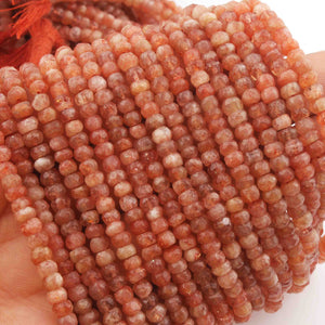 1 Strand Sunstone Faceted Rondelles-Gemstone Beads 3mm-4mm 12 Inch BR252 - Tucson Beads