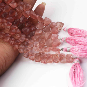 1 Strand Strawberry Quartz Faceted Briolettes -Trillion  Shape Briolettes - 6mm-11mm 8 inch BR0675 - Tucson Beads