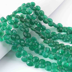 1 Strand Green Onyx Quartz Faceted Briolettes -Heart Drop Shape Briolettes 7mm-8 mm 8.5 inch BR0613 - Tucson Beads