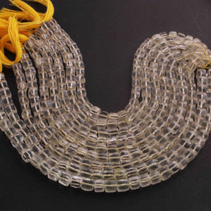 1 Strand Lemon Quartz Faceted Briolettes -Square Shape Briolettes 6mmx5mm-4mmx5mm 8 Inch BR01718 - Tucson Beads