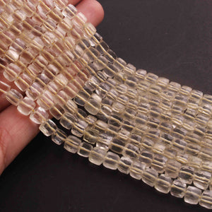 1 Strand Lemon Quartz Faceted Briolettes -Square Shape Briolettes 6mmx5mm-4mmx5mm 8 Inch BR01718 - Tucson Beads